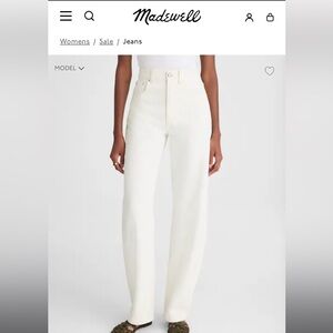 Madewell Women's High Rise white Jeans